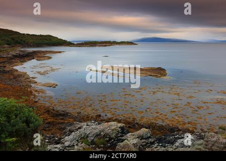 View looking across Inner Sound with the Isle of Skye in the distance, West Highlands, Scotland. UK Stock Photo