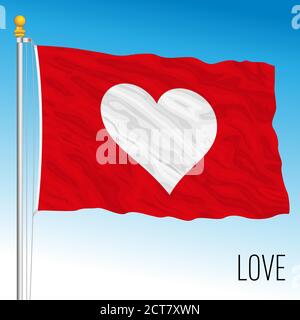 Symbolic love flag, fantasy image with heart symbol, vector illustration Stock Vector