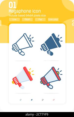 megaphone, loudspeaker premium icon with multiple style isolated on white background. Vector symbol concept design template for web design and apps Stock Vector