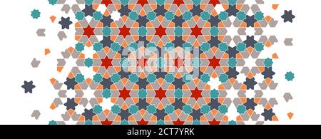 Moroccan mosaic wallpaper. Repeating vector border, pattern, background. Stock Vector