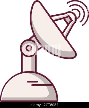 Communication parabolic satellite dish space receivers. Isolated on a white background. Stock Vector