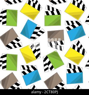 Seamless vector pattern with color little clapperboards Stock Vector