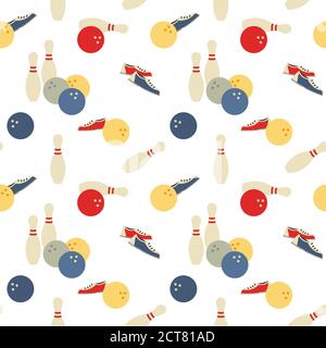 Bowling team game signs seamless vector pattern Stock Vector