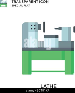 Lathe vector icon. Flat style illustration. EPS 10 vector. Stock Vector