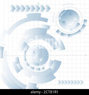 Illustration of a gear wheel. Digital telecommunications technology concept, abstraction, futuristic technology. Stock Vector
