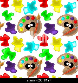 Seamless vector pattern with paints and stains Stock Vector