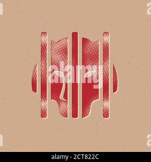 Caged animal icon in halftone style. Grunge background vector illustration. Stock Vector