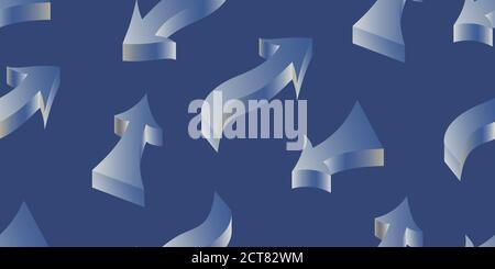 Arrow growing graph seamless pattern background. Arrows 3D. Abstract background. Business concept vector illustration. Progress arrow grow symbol patt Stock Vector
