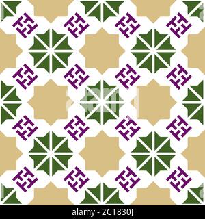 Geometric color vector pattern. Seamless geometric repeating texture for fabric design, cloth, textile Stock Vector