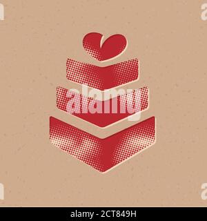 Wedding cake icon in halftone style. Grunge background vector illustration. Stock Vector