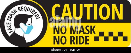 No mask no ride sign Stock Vector
