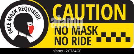 No mask no ride sign Stock Vector