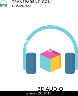 3d audio vector icon. Flat style illustration. EPS 10 vector. Stock Vector