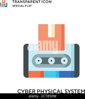 Cyber physical system vector icon. Flat style illustration. EPS 10 vector. Stock Vector