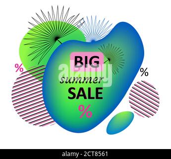 Big summer sale memphis liquid banner. Abstract fluid shape Stock Vector