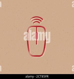 Computer mouse icon in halftone style. Grunge background vector illustration. Stock Vector