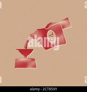 Oil topping icons in halftone style. Automotive vehicle maintenance service. Grunge background vector illustration. Stock Vector