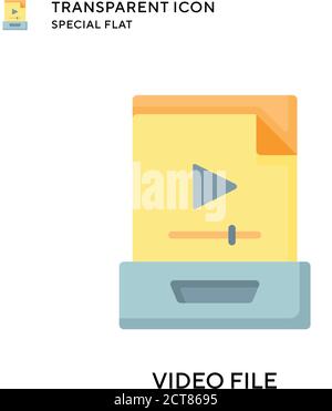 Video file vector icon. Flat style illustration. EPS 10 vector. Stock Vector