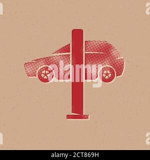 Car ramps icons in halftone style. Automotive vehicle maintenance ...
