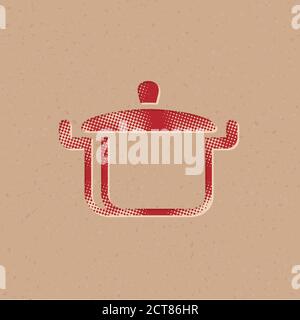 Boiling water in red pot pan on top of stove flames with smokes vector  illustration isolated on white landscape horizontal background template.  Simple flat art styled cooking themed drawing. 23334385 Vector Art