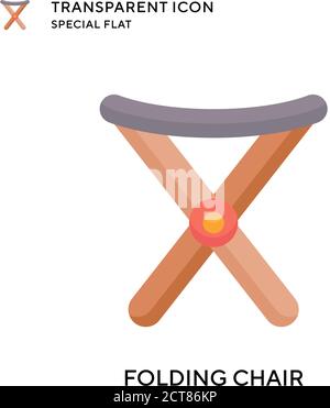 Fold chair icon Flat set in black and white color outline vector mark ...