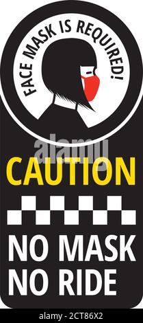 No mask no ride sign Stock Vector