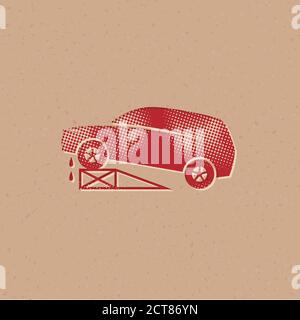 Car repair icons in halftone style. Automotive vehicle maintenance service. Grunge background vector illustration. Stock Vector