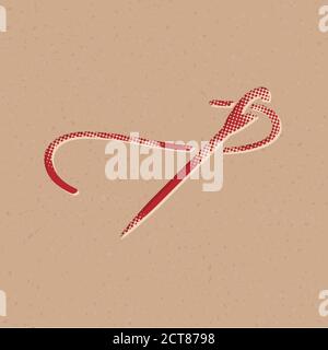 Needle icon in halftone style. Grunge background vector illustration ...