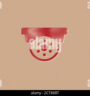 Surveillance camera icon in halftone style. Grunge background vector illustration. Stock Vector