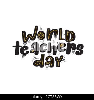 Happy Teachers Day hand drawn lettering illustration Stock Vector