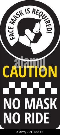 No mask no ride sign Stock Vector
