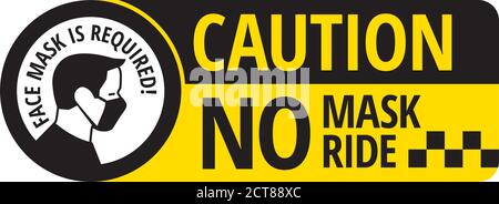 No mask no ride sign Stock Vector