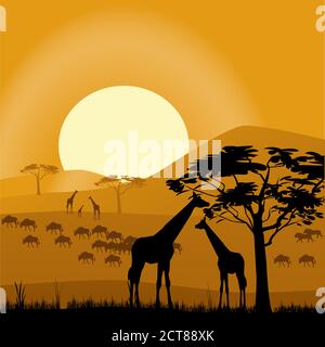 African Giraffes Stock Vector