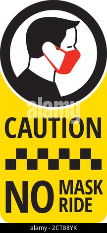 No mask no ride sign Stock Vector