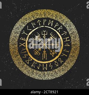 Premium Vector  Viking magic symbol. golden esoteric ornament