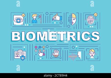 Types of biometrics word concepts banner Stock Vector