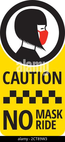 No mask no ride sign Stock Vector