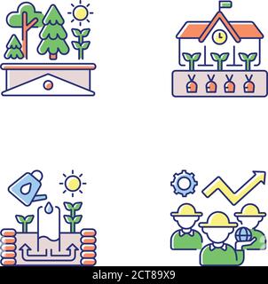 Gardening green RGB color icons set Stock Vector Image & Art - Alamy