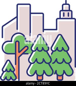 Urban forest RGB color icon Stock Vector