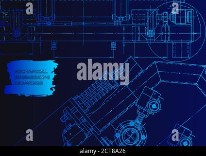 Computer aided design systems. Light blue drawings. Blueprint, diagram ...