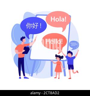 Language learning camp abstract concept vector illustration. Stock Vector