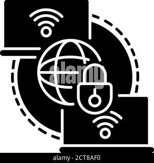 Private WAN black glyph icon Stock Vector
