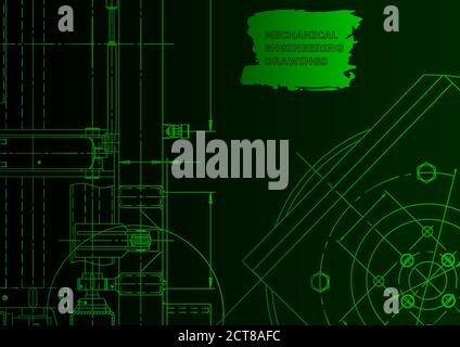 Mechanical instrument making. Technical abstract backgrounds. Technical Green neon Stock Vector
