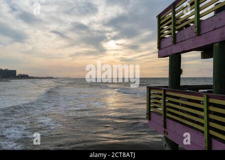 Fishing Poles in Water Stock Photo