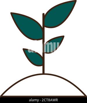 Plant on earth line and fill style icon design of Floral nature garden ...