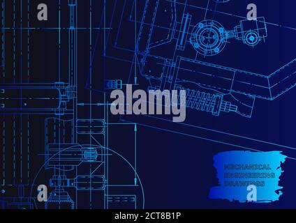 Technical abstract backgrounds. Mechanical instrument making. Technical Blue neon Stock Vector