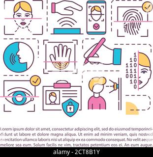 Types of biometrics concept icon with text Stock Vector