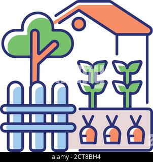 Backyard garden RGB color icon Stock Vector