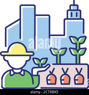 Urban agriculture production RGB color icons set Stock Vector Image ...
