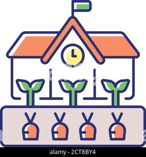 School garden RGB color icon Stock Vector